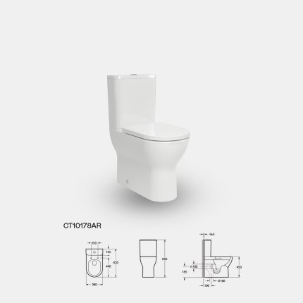 Comfort-Height Close Coupled Rimless Ceramic Toilet