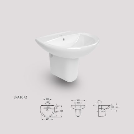 Eros Series Wall-Hung Half-Pedestal Basin