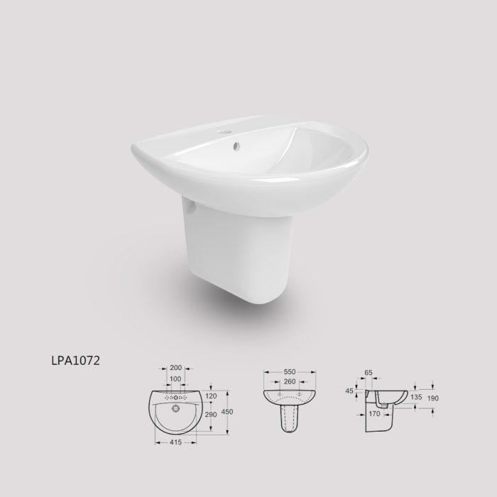 Eros Series Wall-Hung Half-Pedestal Basin