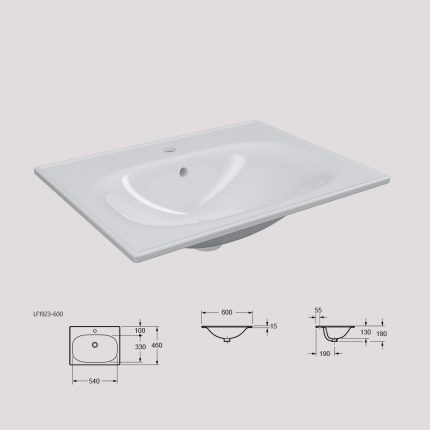 Square Ceramic Vanity Basin 600