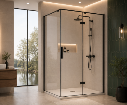 Shower Enclosure 8MM 90x120x195 Black NWM1231 C/ware