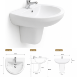 Wash Basin with Semi Padestal LPA-1003 Castleware