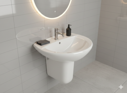 Wash Basin with Semi Padestal LPA-3000B Castleware